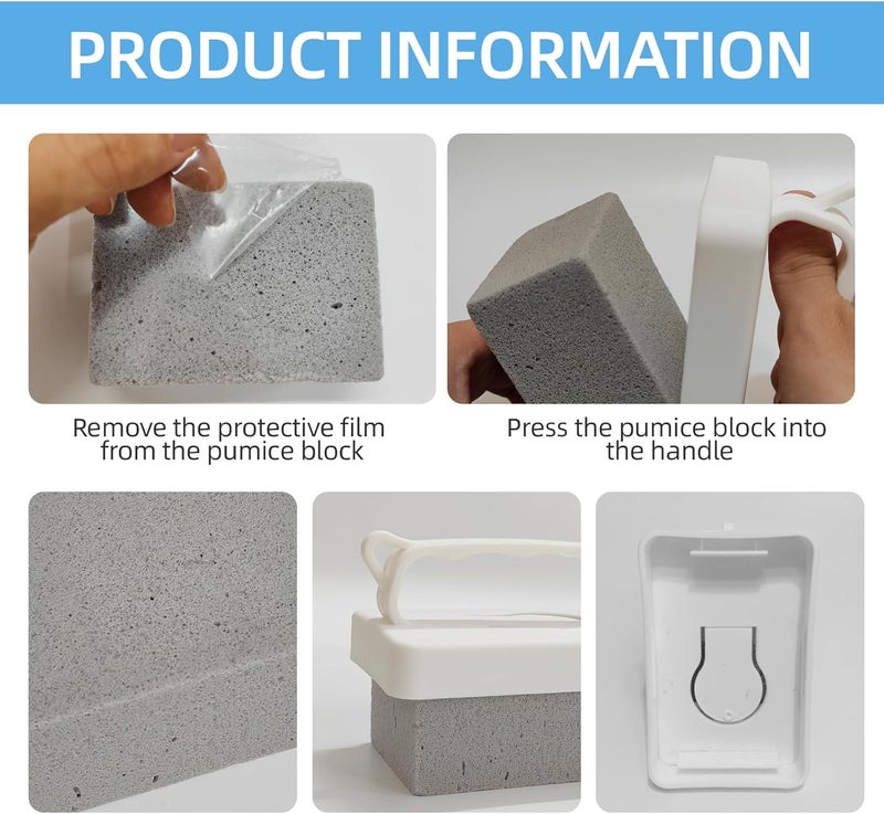 Tinsky 6 Pack Pool Pumice Stones with Handle, Handheld Replacement Cleaning Blocks for Pool Tiles, Spa, Grout, and Concrete Stain Removal - Image 4
